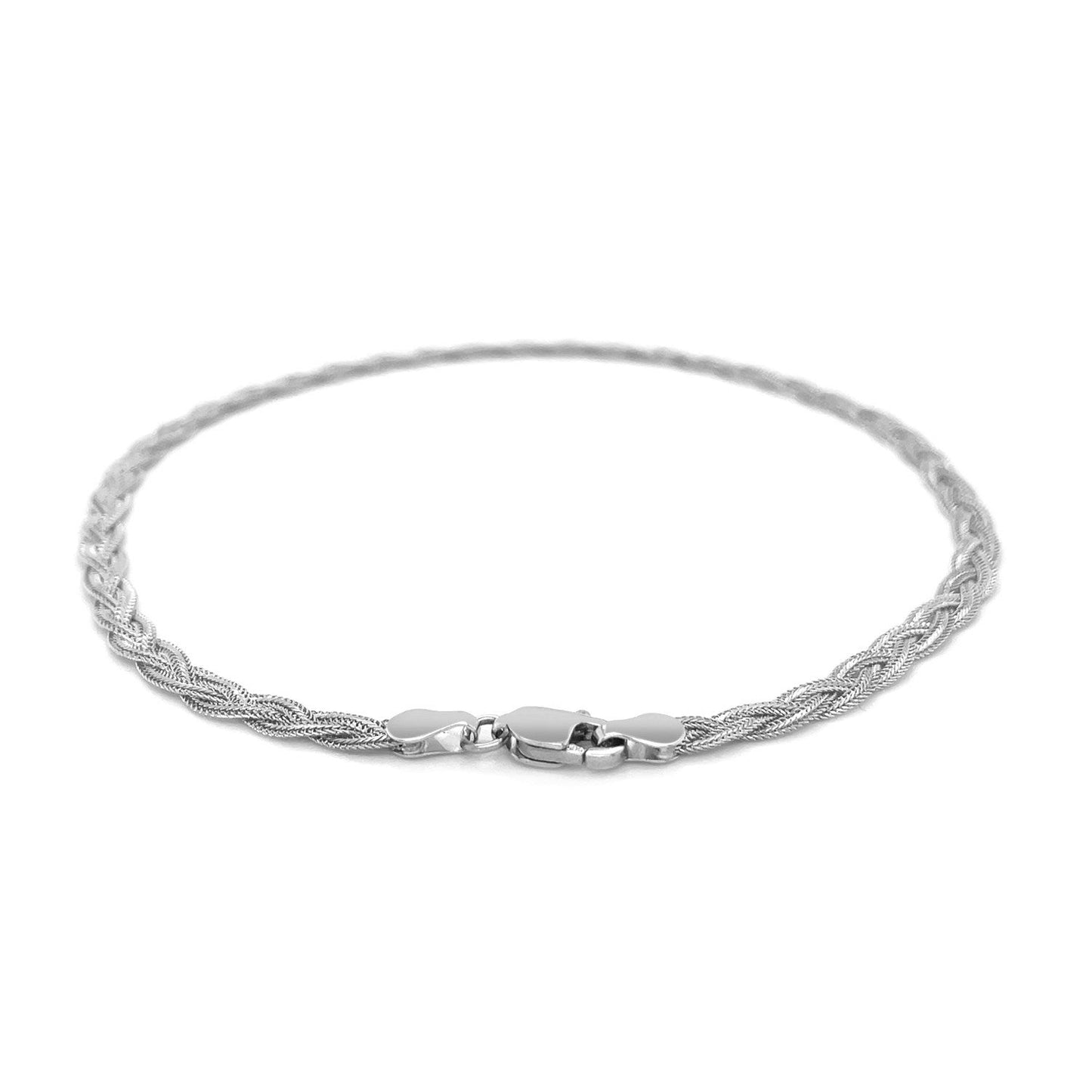 14k White Gold Braided Bracelet (3.50 mm) RCJ Bracelets CELESTIA LUXE JEWELLERS