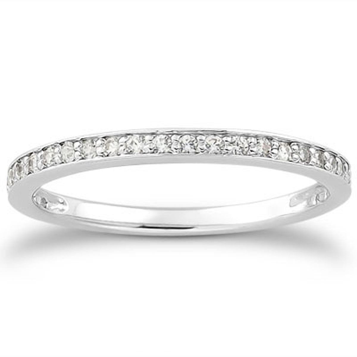 14k White Gold Micro-pave Diamond Wedding Ring Band Set 3/4 Around RCJ Rings CELESTIA LUXE JEWELLERS