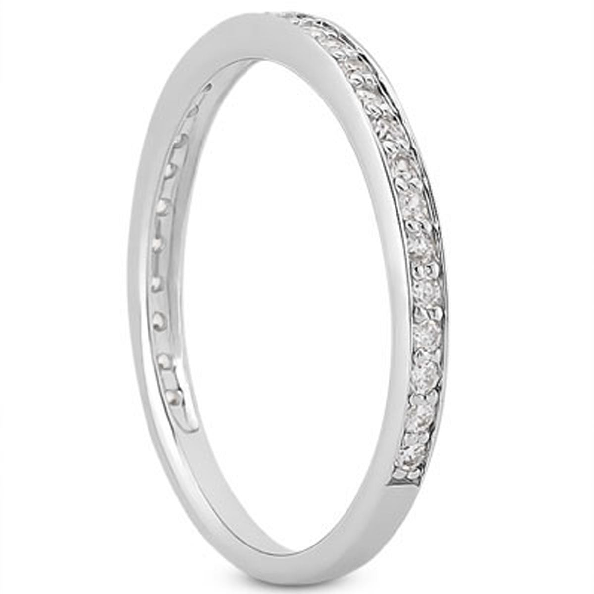 14k White Gold Micro-pave Diamond Wedding Ring Band Set 3/4 Around RCJ Rings CELESTIA LUXE JEWELLERS