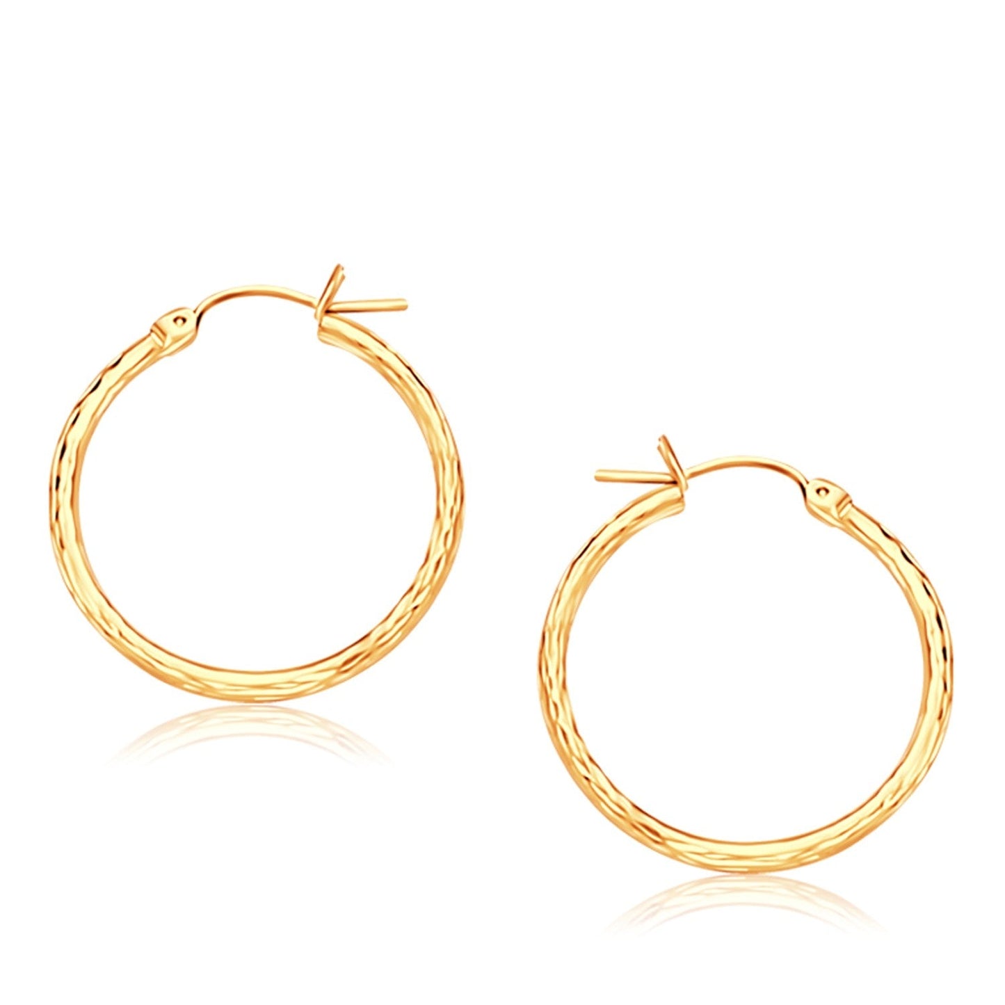 14K Yellow Gold Diamond Cut Hoop Earrings (25mm Diameter) RCJ Earrings CELESTIA LUXE JEWELLERS