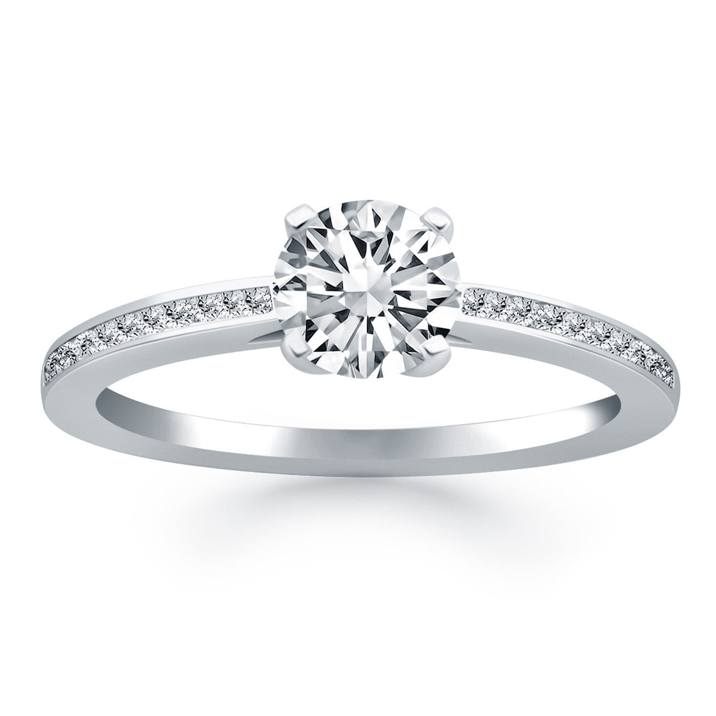 14k White Gold Channel Set Cathedral Engagement Ring RCJ Rings CELESTIA LUXE JEWELLERS