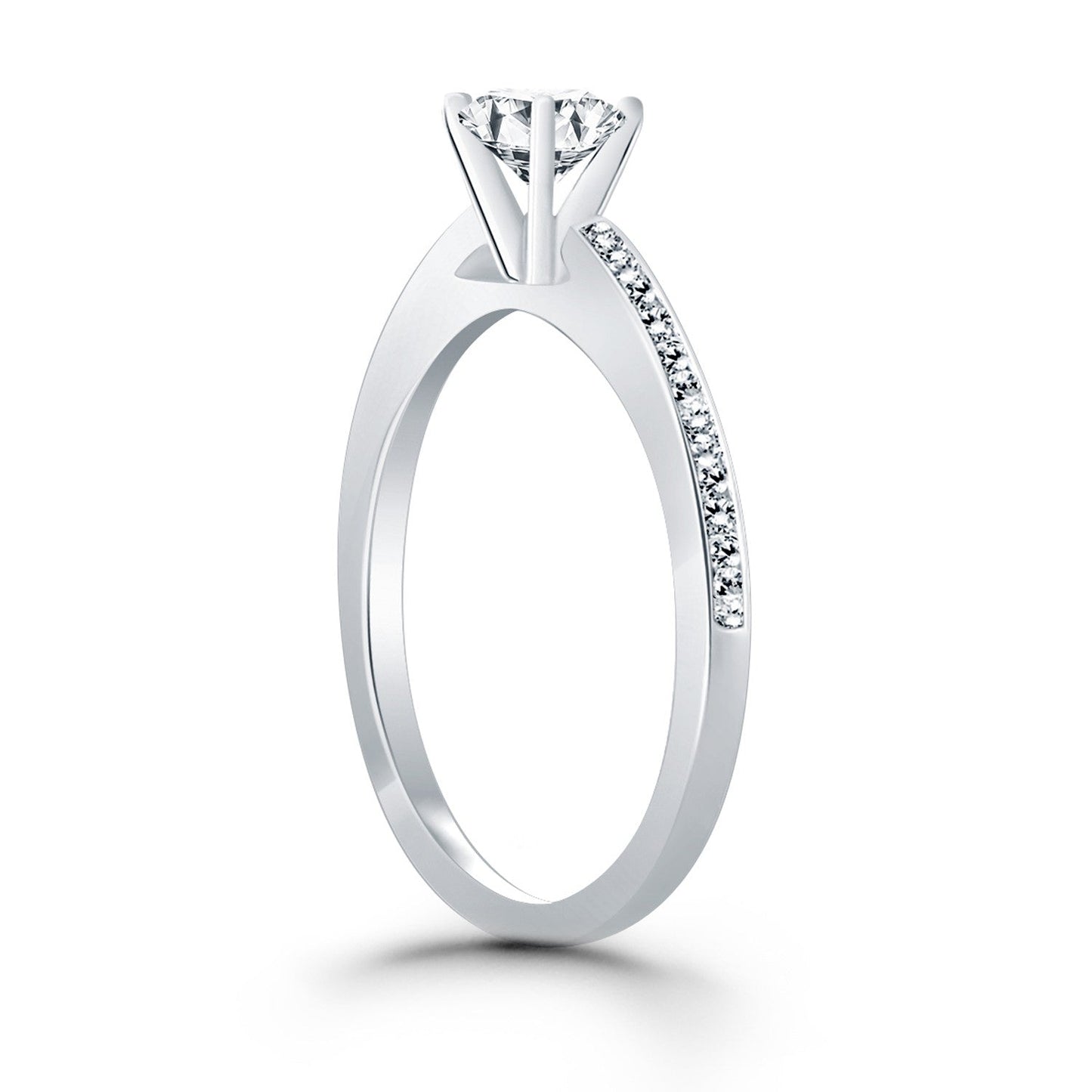 14k White Gold Channel Set Cathedral Engagement Ring RCJ Rings CELESTIA LUXE JEWELLERS
