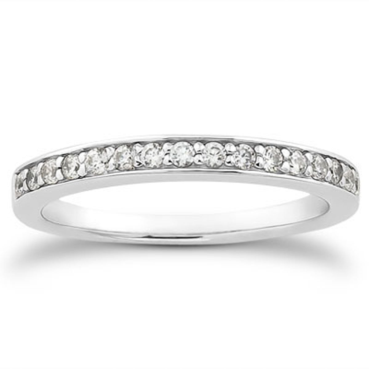 14k White Gold Pave Diamond Wedding Ring Band Set 1/2 Around RCJ Rings CELESTIA LUXE JEWELLERS