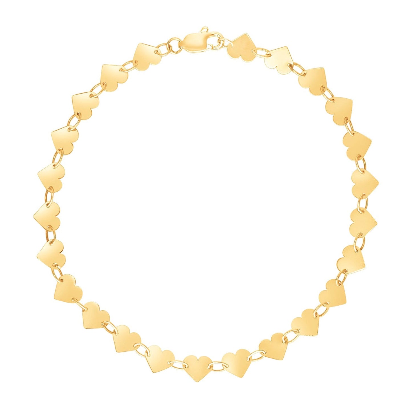 14k Yellow Gold 7 inch Mirrored Heart Chain Bracelet (5.00 mm) RCJ Bracelets CELESTIA LUXE JEWELLERS
