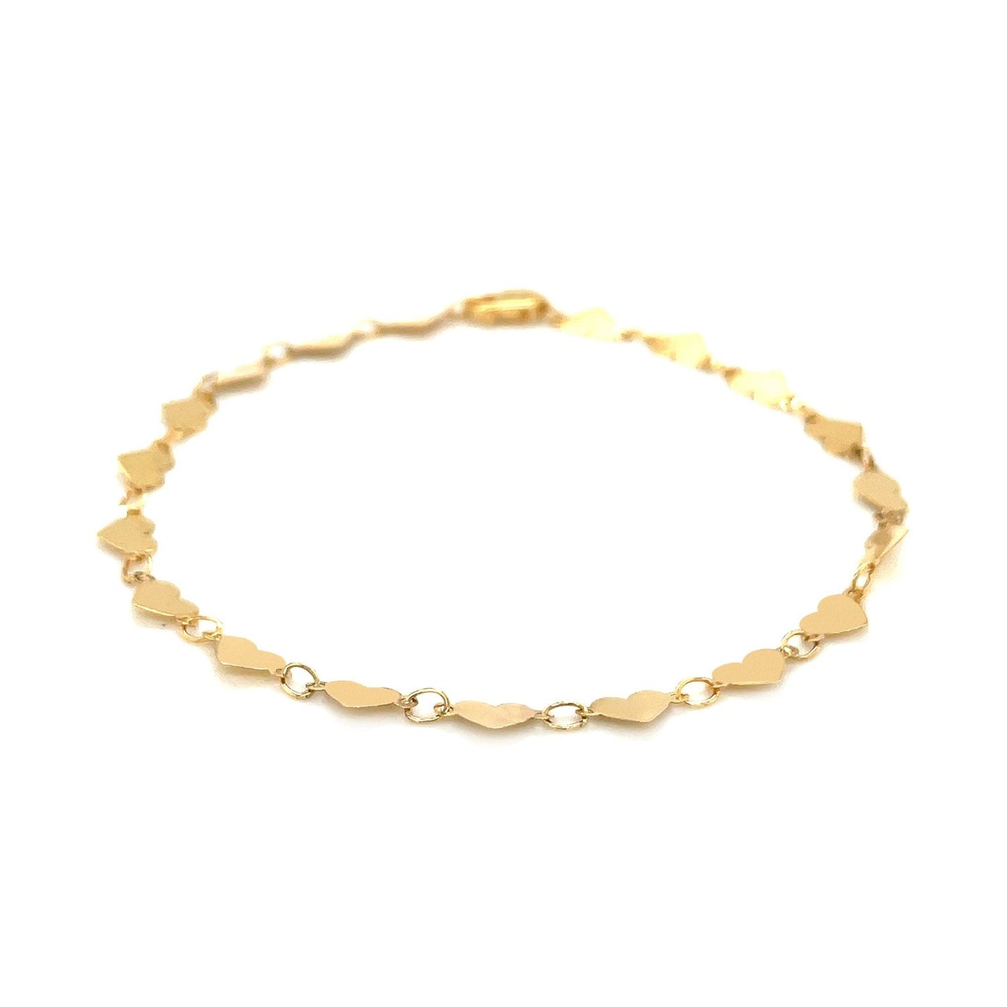 14k Yellow Gold 7 inch Mirrored Heart Chain Bracelet (5.00 mm) RCJ Bracelets CELESTIA LUXE JEWELLERS