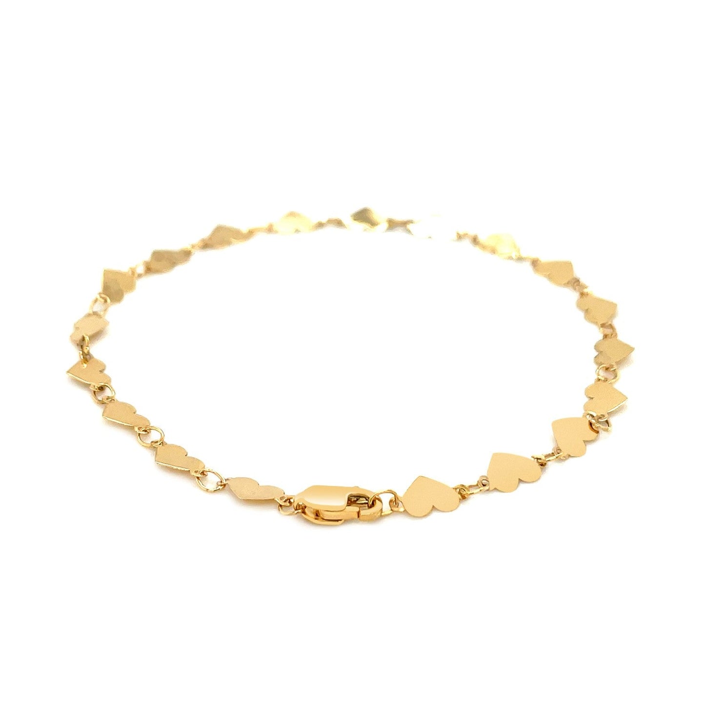 14k Yellow Gold 7 inch Mirrored Heart Chain Bracelet (5.00 mm) RCJ Bracelets CELESTIA LUXE JEWELLERS