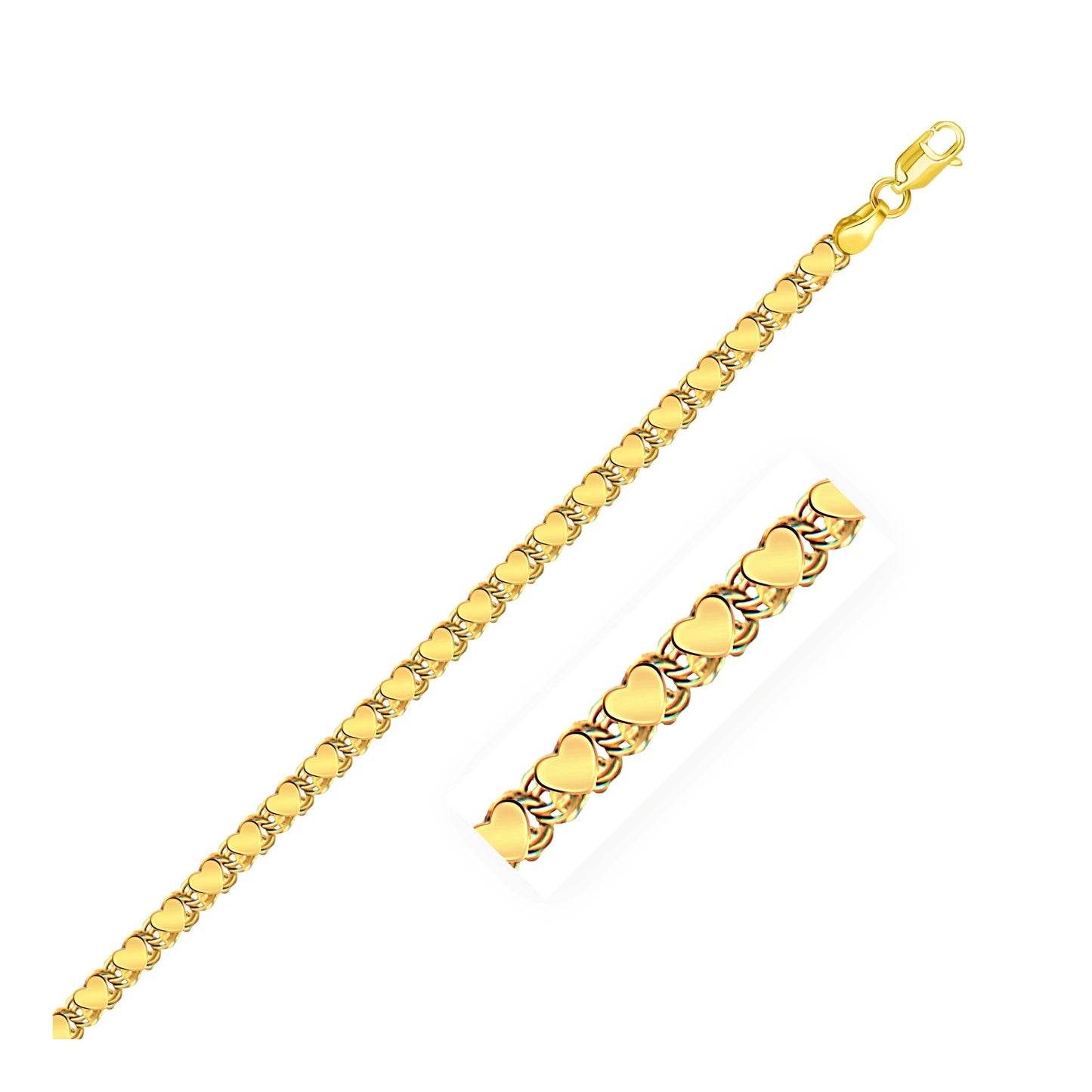 14k Yellow Gold Heart Bracelet (3.20 mm) RCJ Bracelets CELESTIA LUXE JEWELLERS