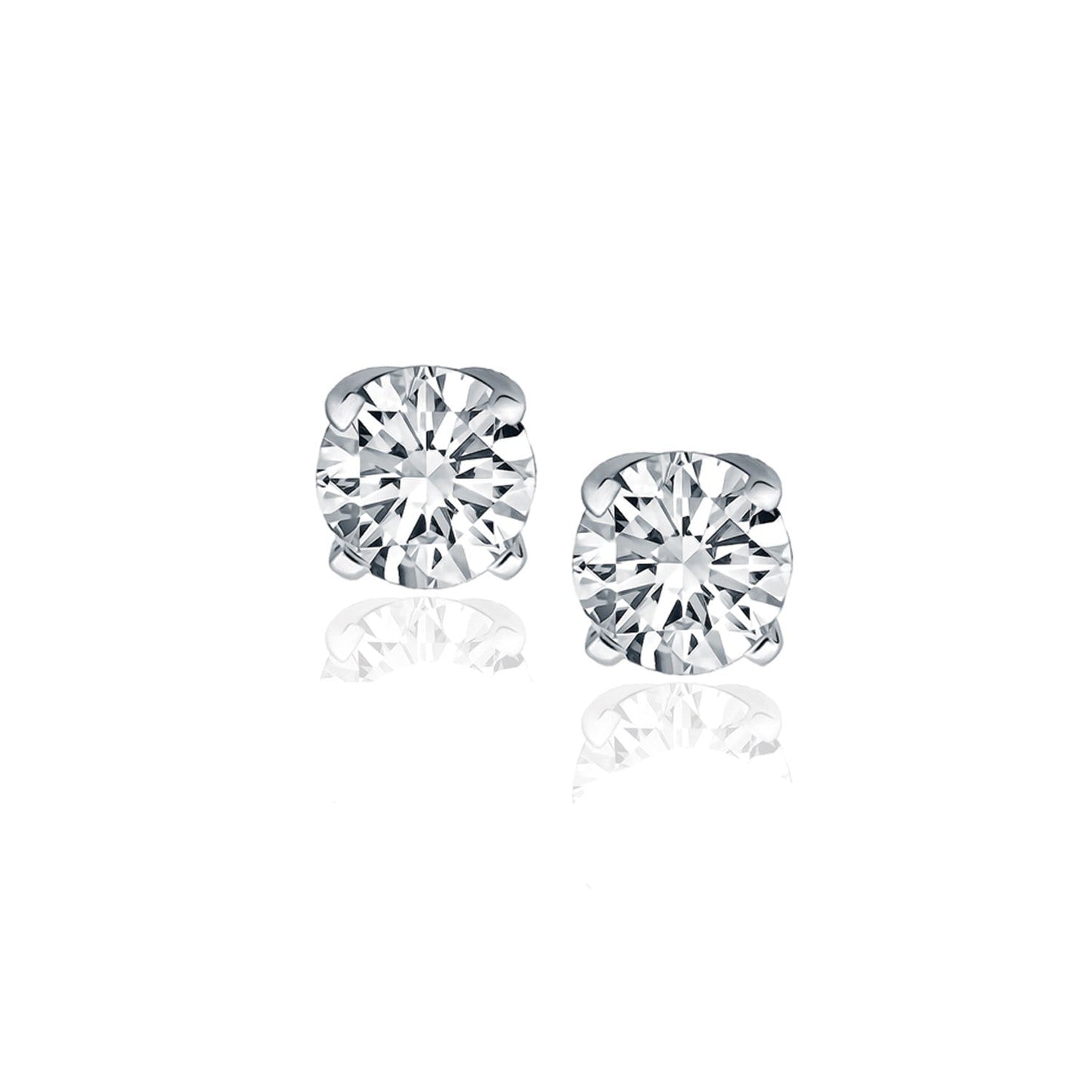 14k White Gold Diamond Four Prong Stud Earrings (1 cttw) RCJ Earrings CELESTIA LUXE JEWELLERS