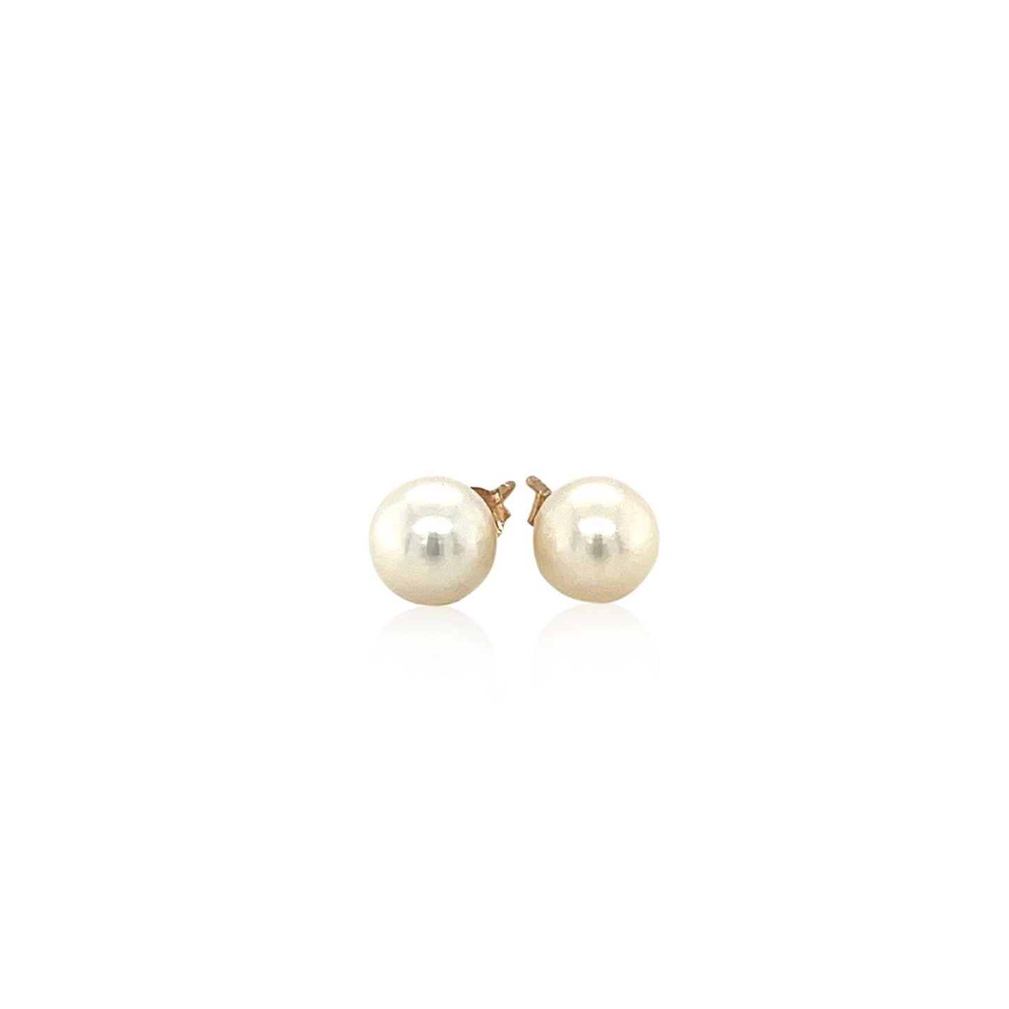 14k Yellow Gold Freshwater Cultured White Pearl Stud Earrings (6mm) RCJ Earrings CELESTIA LUXE JEWELLERS