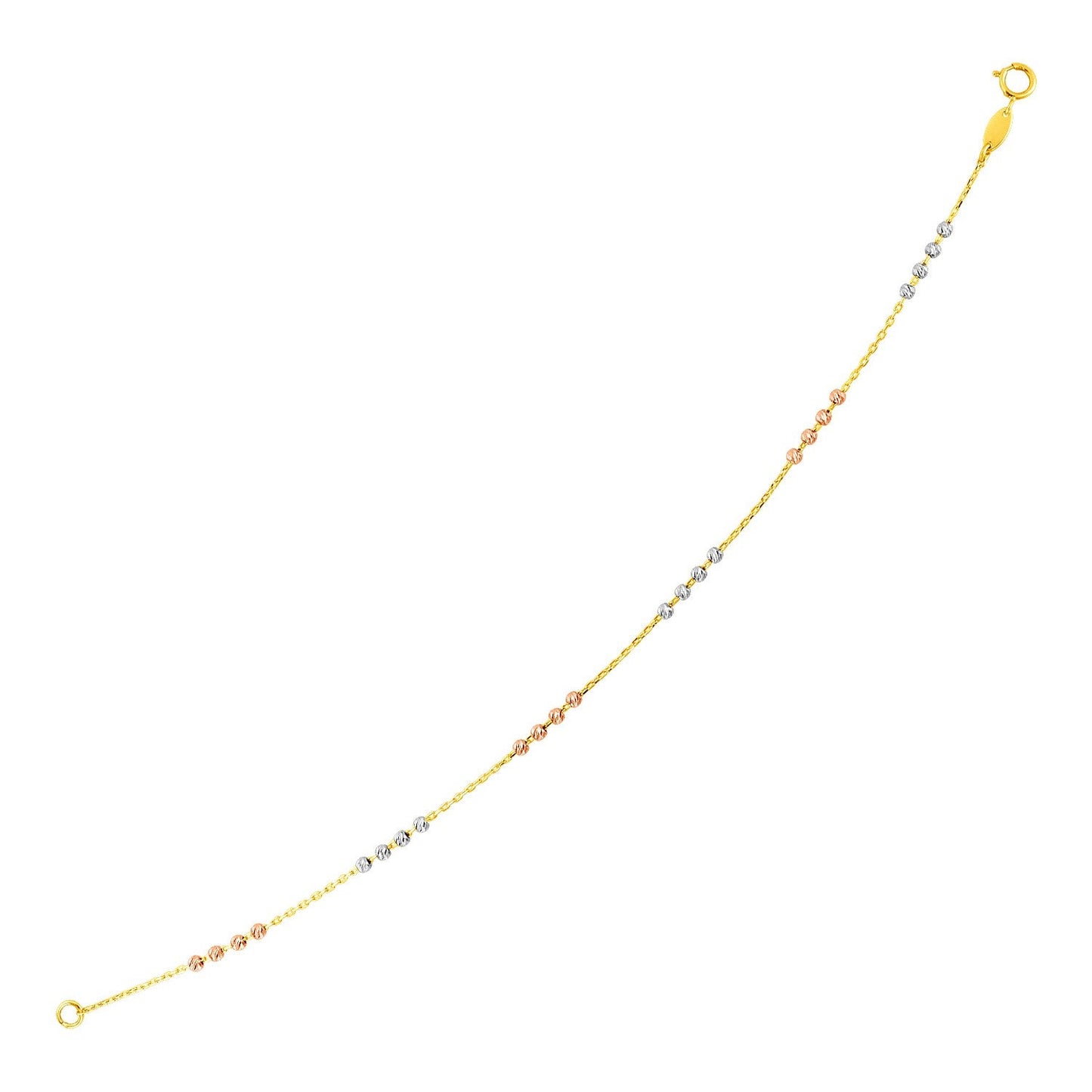 14k Tri Color Gold Station Bracelet with Textured Beads (2.10 mm) RCJ Bracelets CELESTIA LUXE JEWELLERS
