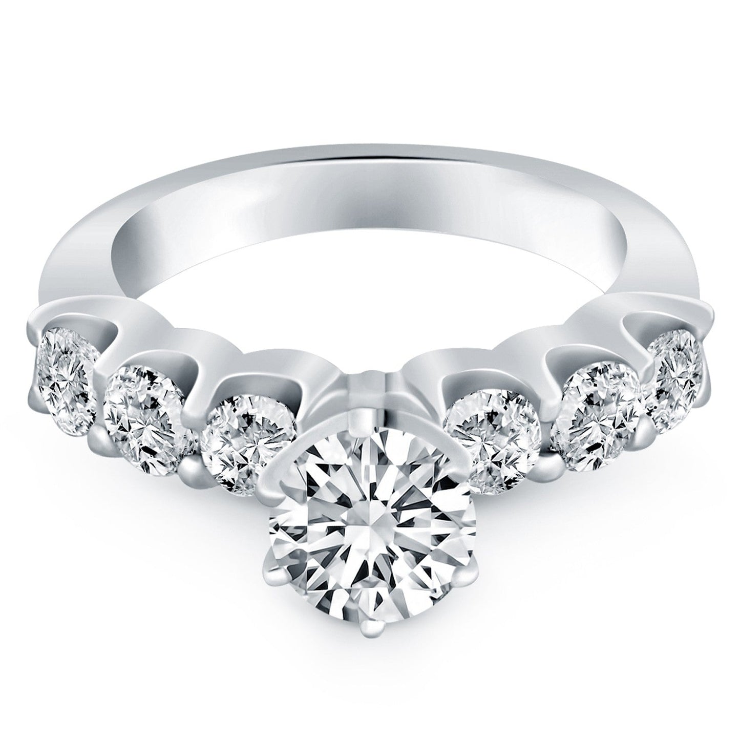 14k White Gold Shared Prong Diamond Engagement Ring RCJ Rings CELESTIA LUXE JEWELLERS