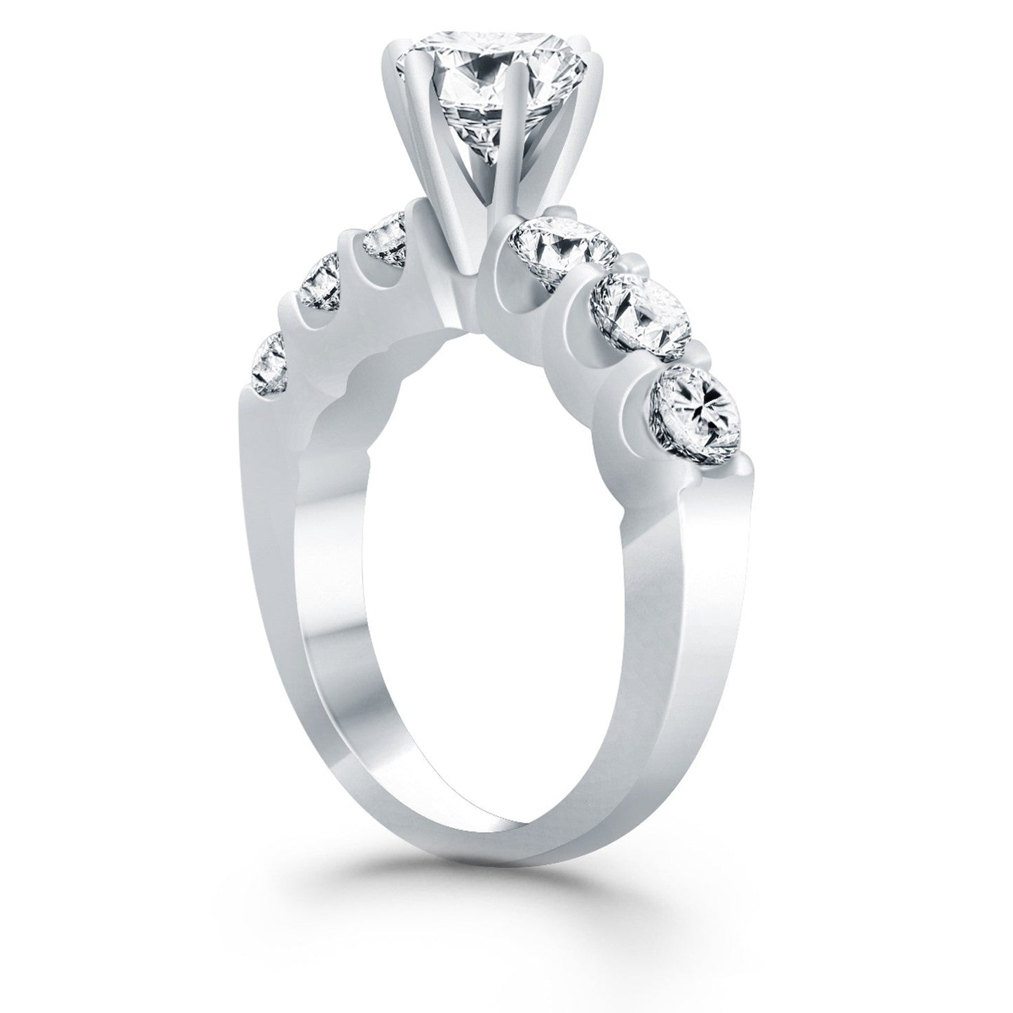 14k White Gold Shared Prong Diamond Engagement Ring RCJ Rings CELESTIA LUXE JEWELLERS