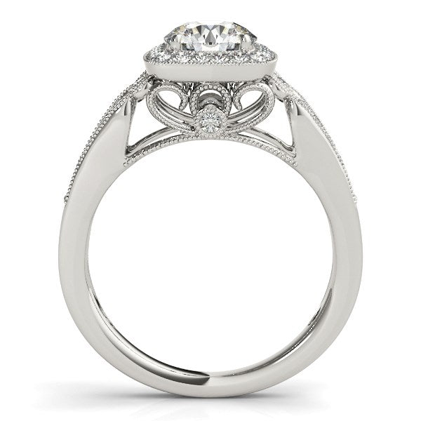 14k White Gold Baroque Shank Style Cut Diamond Engagement Ring (1 1/4 cttw) RCJ Rings CELESTIA LUXE JEWELLERS