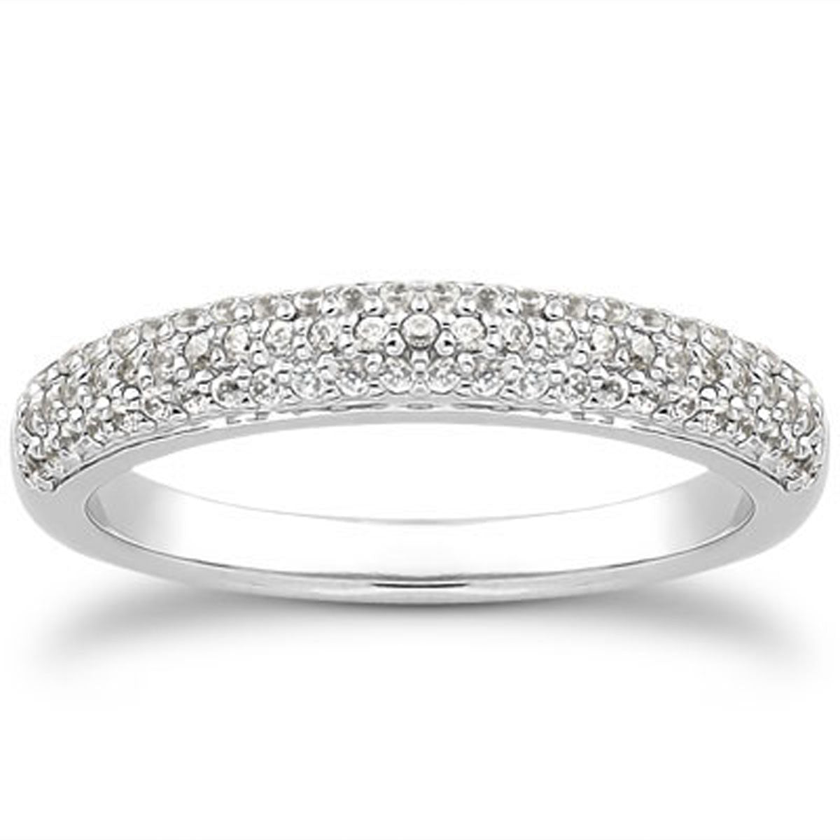 14k White Gold Triple Multi-Row Micro- Pave Diamond Wedding Ring Band RCJ Rings CELESTIA LUXE JEWELLERS