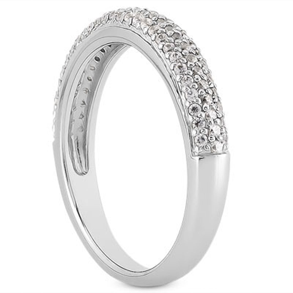 14k White Gold Triple Multi-Row Micro- Pave Diamond Wedding Ring Band RCJ Rings CELESTIA LUXE JEWELLERS