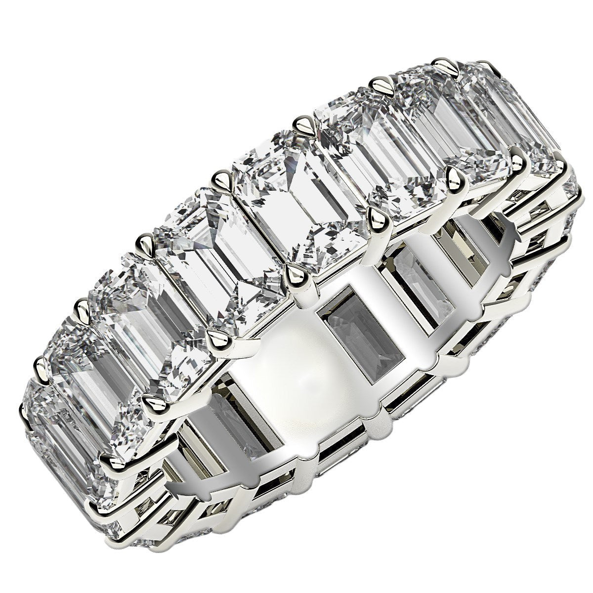 Emerald Cut Lab Grown Diamond Eternity Ring in 14k White Gold (8 cttw FG/VS2) RCJ Rings CELESTIA LUXE JEWELLERS
