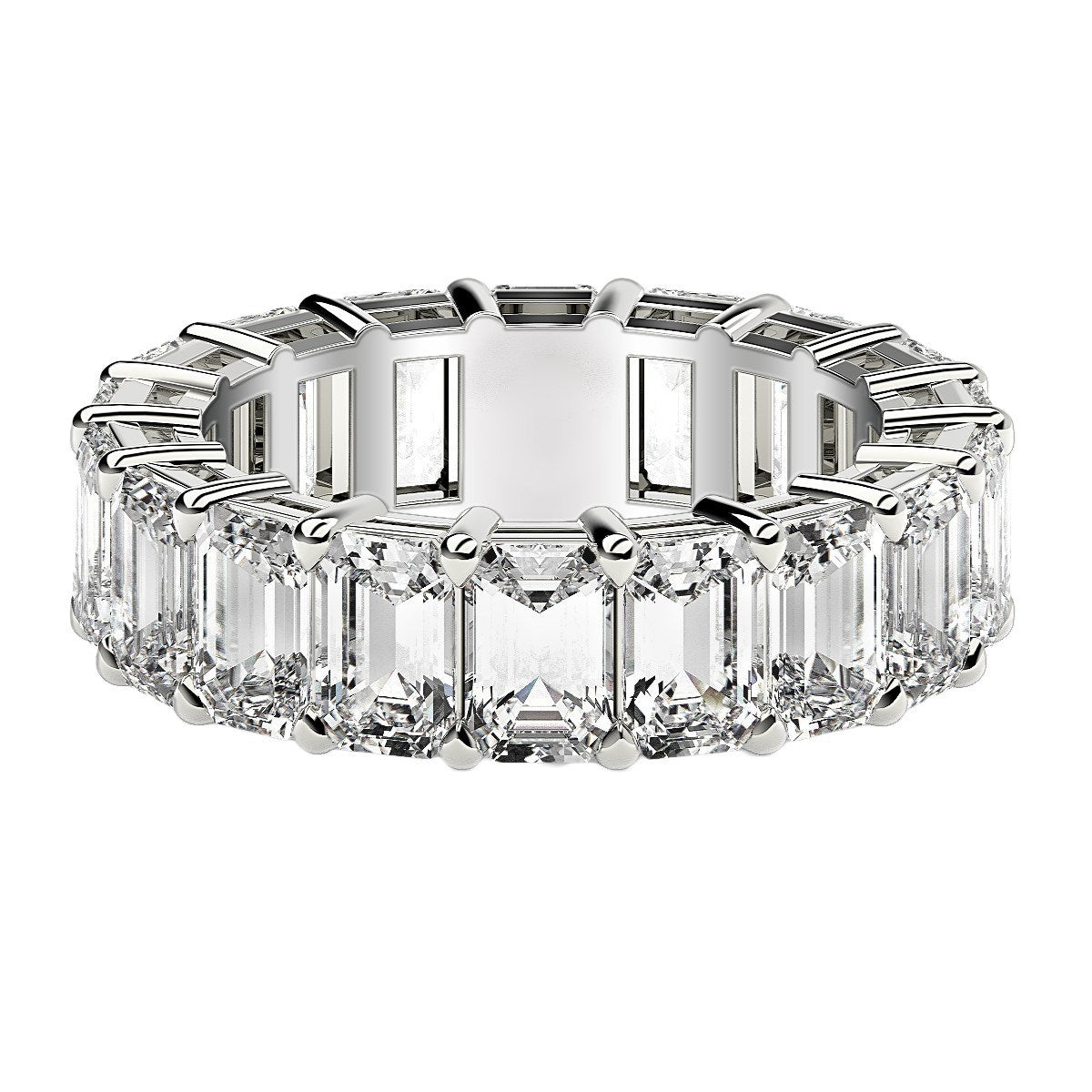 Emerald Cut Lab Grown Diamond Eternity Ring in 14k White Gold (8 cttw FG/VS2) RCJ Rings CELESTIA LUXE JEWELLERS