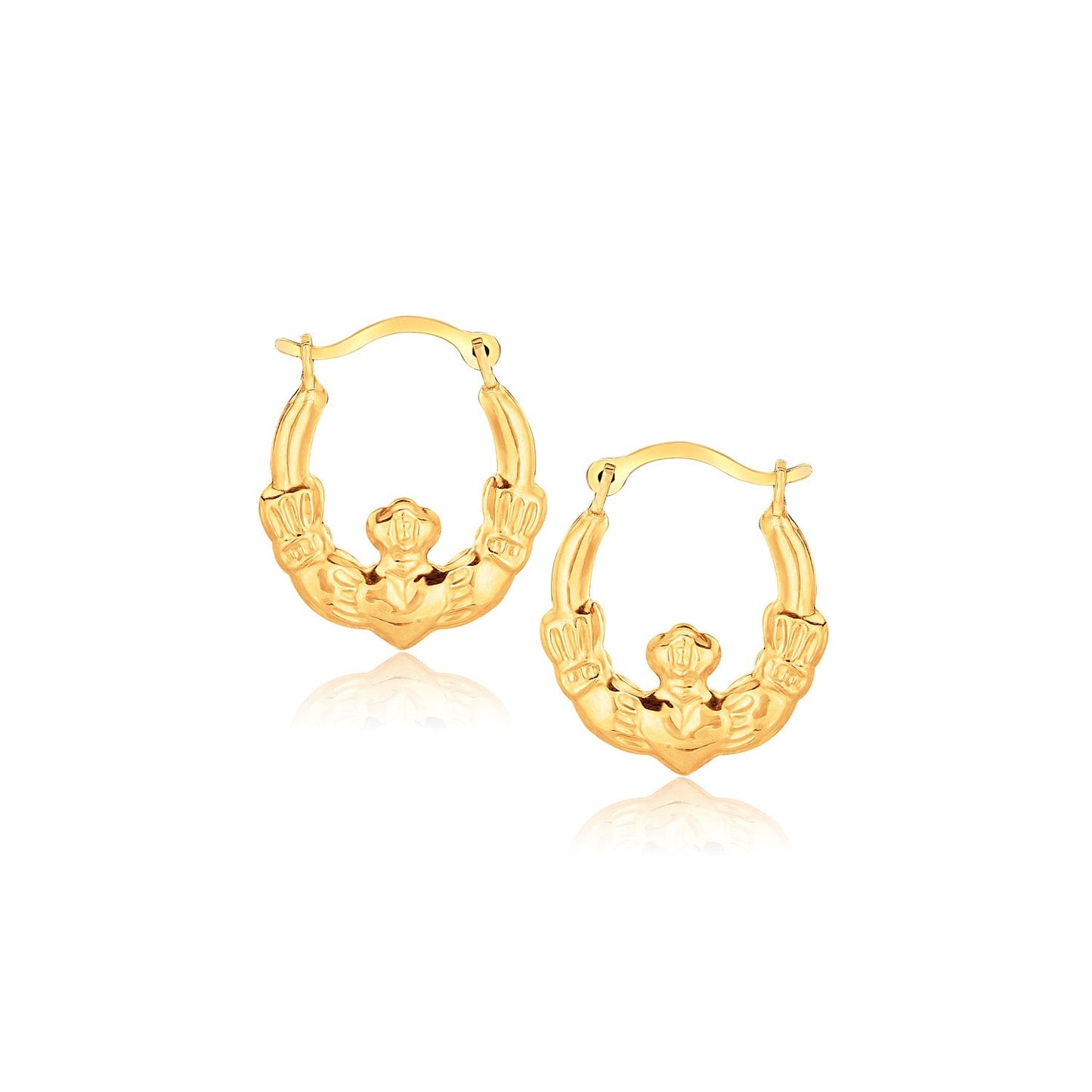 10k Yellow Gold Claddagh Hoop Earrings RCJ Earrings CELESTIA LUXE JEWELLERS