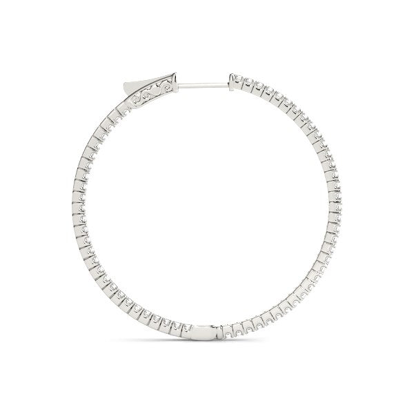 14k White Gold Slim Two Sided Diamond Hoop Earrings (1 1/2 cttw) RCJ Earrings CELESTIA LUXE JEWELLERS