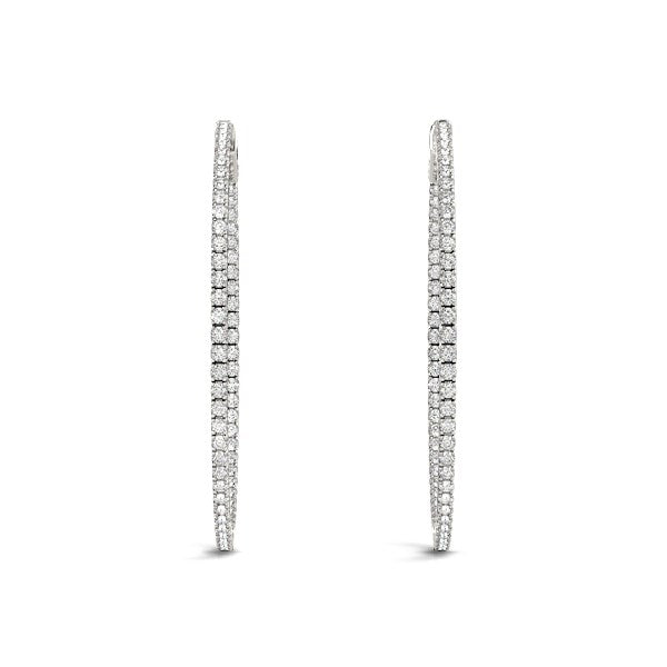 14k White Gold Slim Two Sided Diamond Hoop Earrings (1 1/2 cttw) RCJ Earrings CELESTIA LUXE JEWELLERS