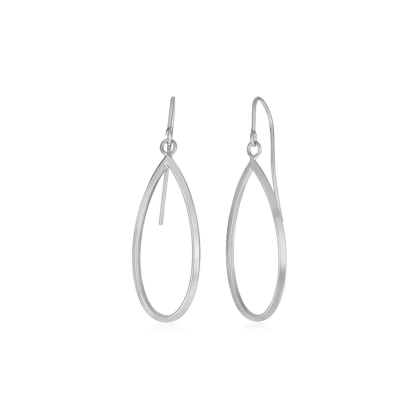 14k White Gold Earrings with Polished Open Teardrop Dangles RCJ Earrings CELESTIA LUXE JEWELLERS