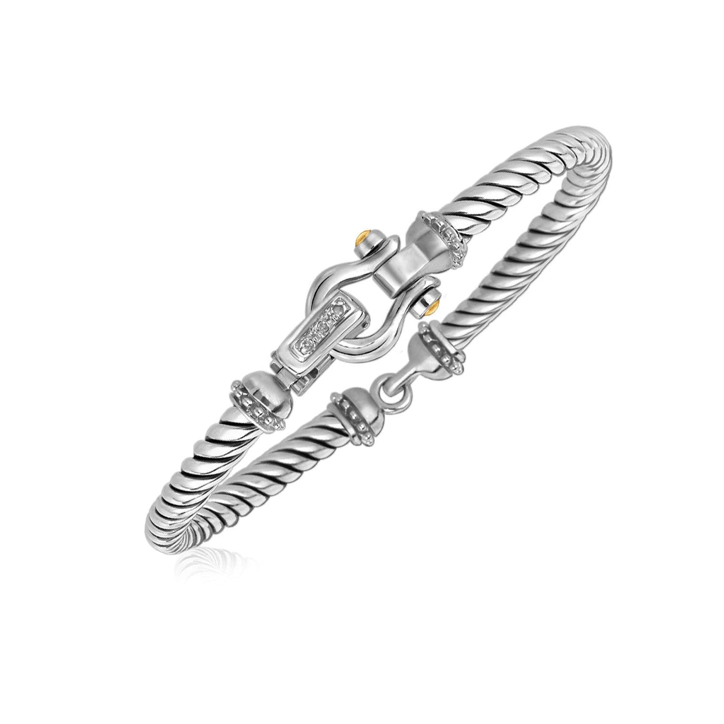 Italian Cable Bracelet in 18k Yellow Gold and Sterling Silver (5.00 mm) RCJ Bangles CELESTIA LUXE JEWELLERS
