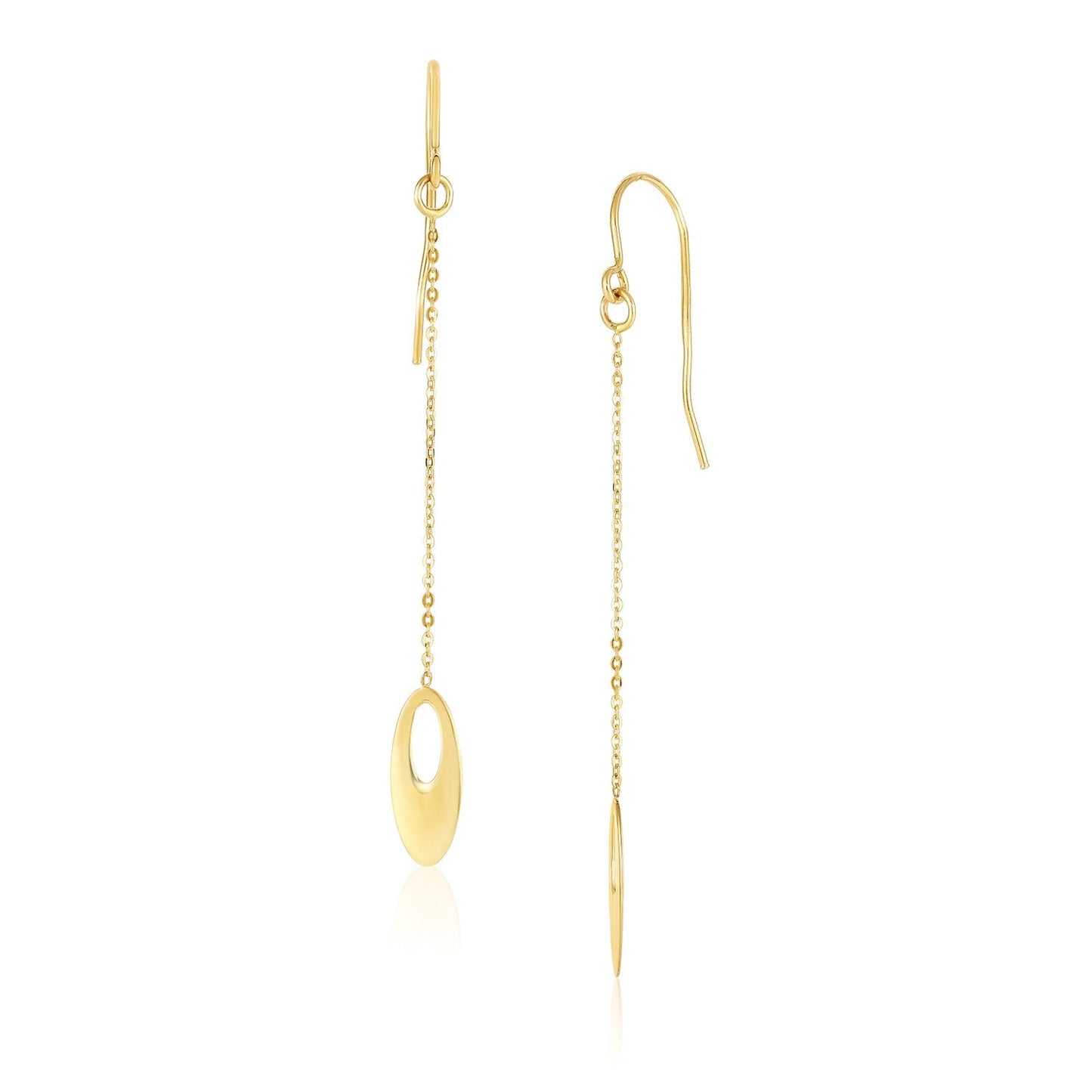14k Yellow Gold Cutout Oval Chain Dangling Earrings RCJ Earrings CELESTIA LUXE JEWELLERS