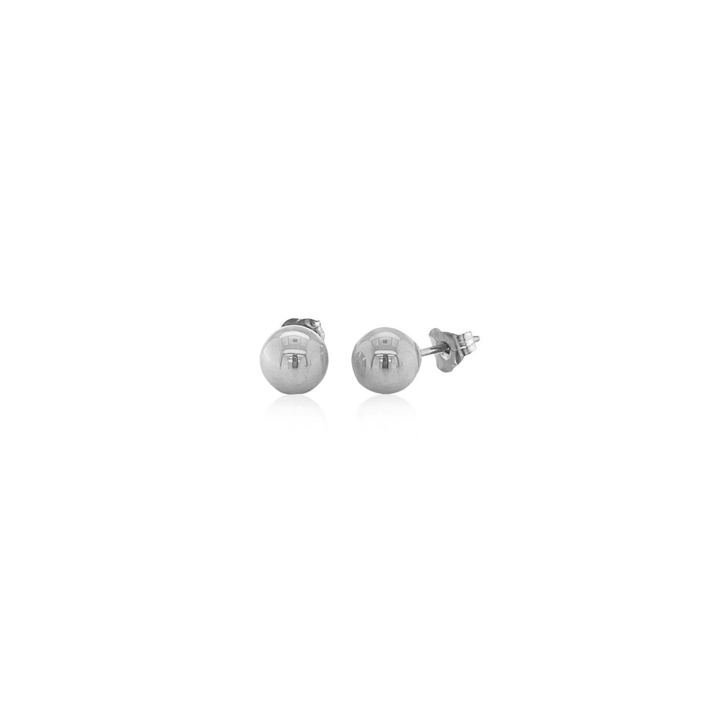 14k White Gold Classic Round Stud Earrings (6mm) RCJ Earrings CELESTIA LUXE JEWELLERS