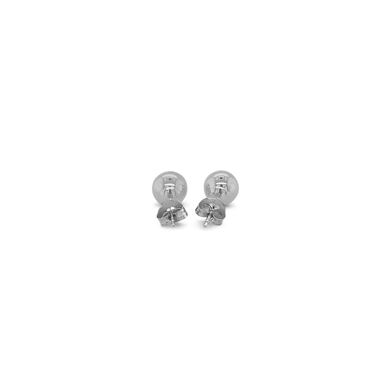 14k White Gold Classic Round Stud Earrings (6mm) RCJ Earrings CELESTIA LUXE JEWELLERS