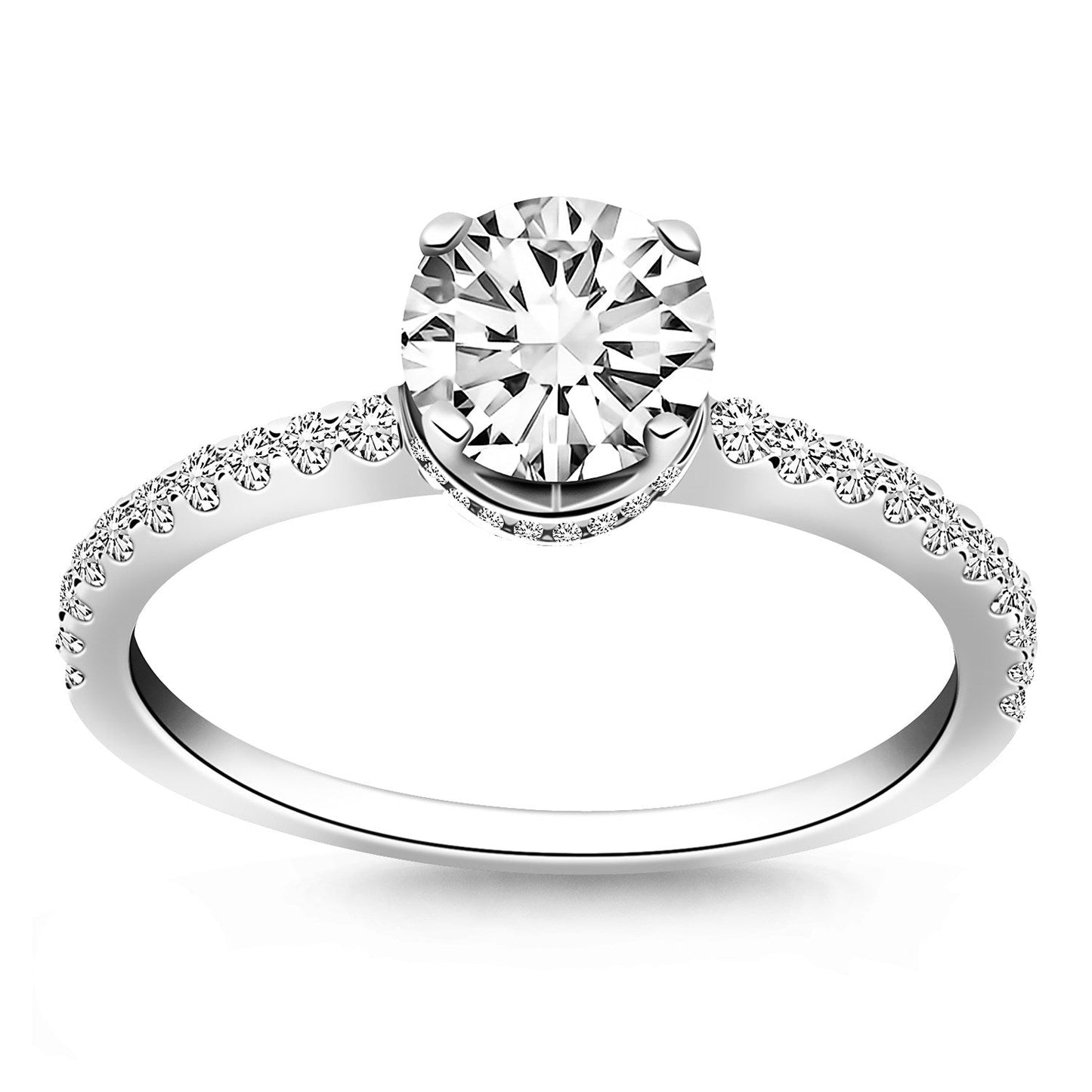 14k White Gold Diamond Collar Engagement Ring RCJ Rings CELESTIA LUXE JEWELLERS