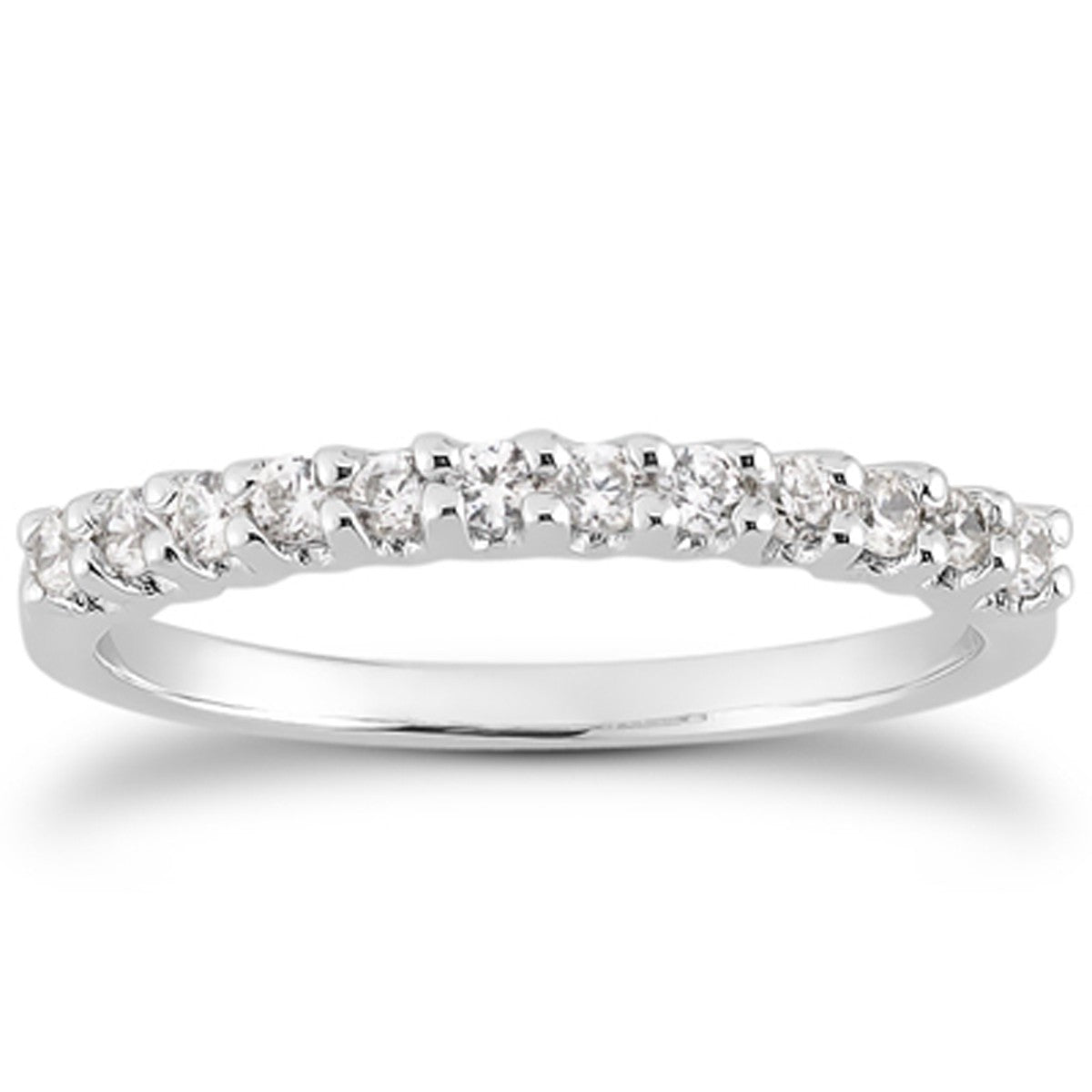 14k White Gold Fancy U Setting Shared Prong Diamond Wedding Ring Band RCJ Rings CELESTIA LUXE JEWELLERS