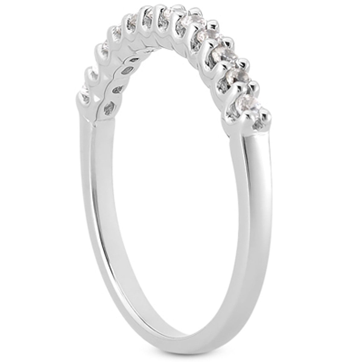 14k White Gold Fancy U Setting Shared Prong Diamond Wedding Ring Band RCJ Rings CELESTIA LUXE JEWELLERS