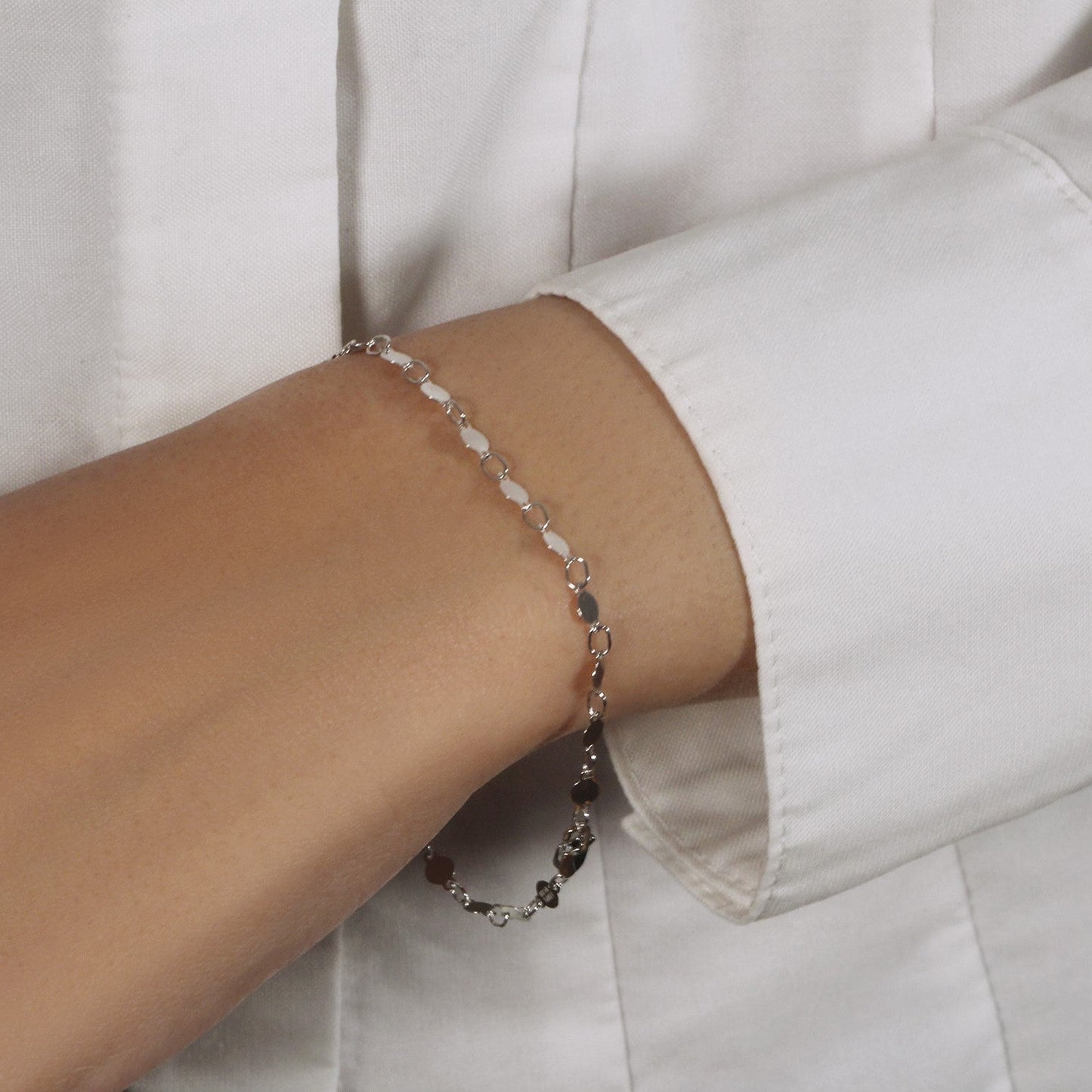 14k White Gold Bracelet with Polished Circles (4.00 mm) RCJ Bracelets CELESTIA LUXE JEWELLERS