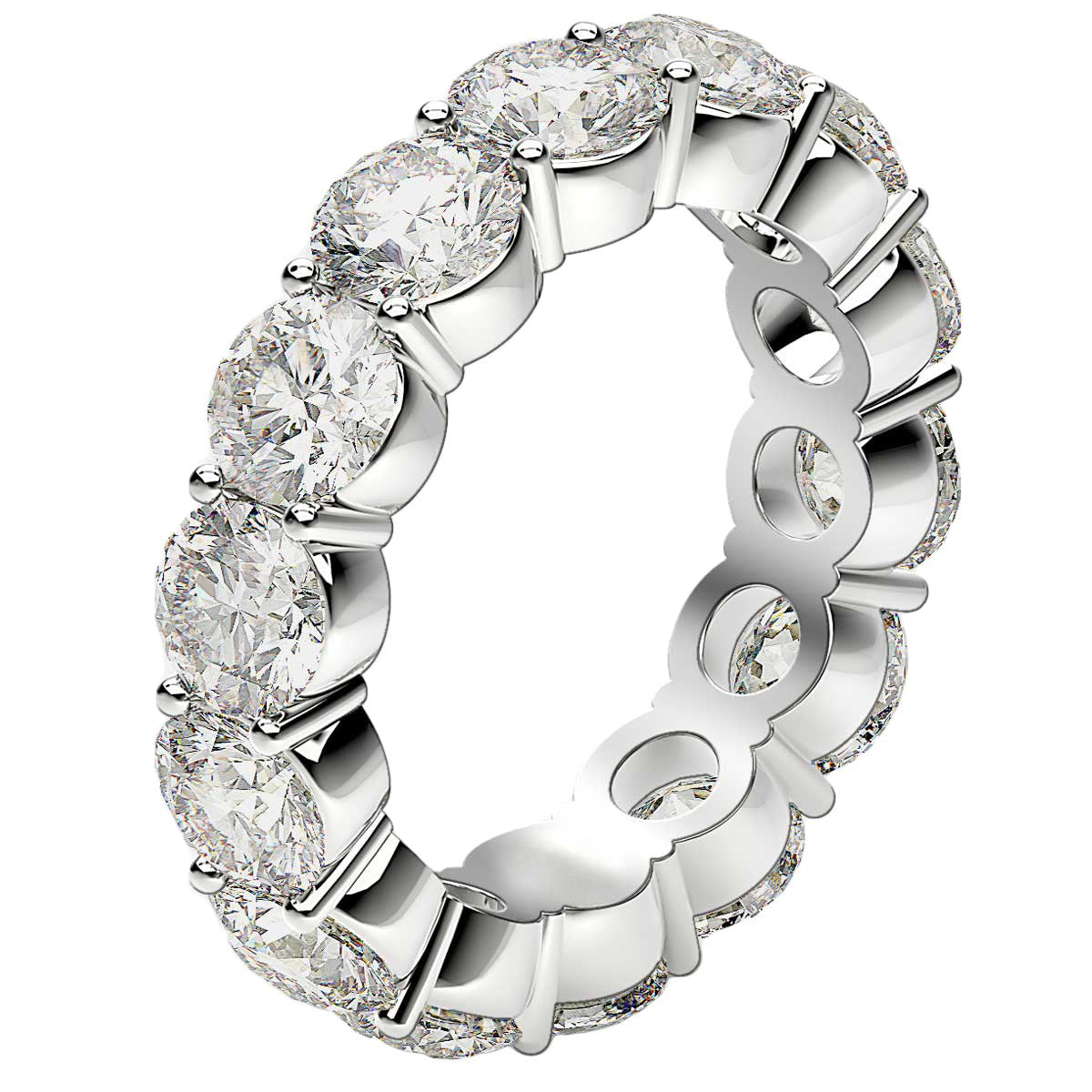 Round Cut Lab Grown Diamond Eternity Ring in 14k White Gold (6 cttw FG/VS2) RCJ Rings CELESTIA LUXE JEWELLERS