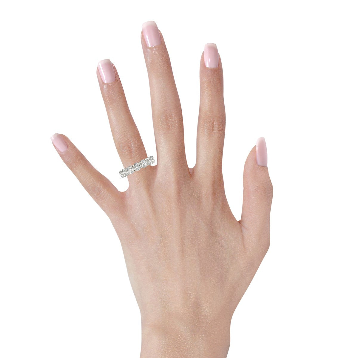 Round Cut Lab Grown Diamond Eternity Ring in 14k White Gold (6 cttw FG/VS2) RCJ Rings CELESTIA LUXE JEWELLERS