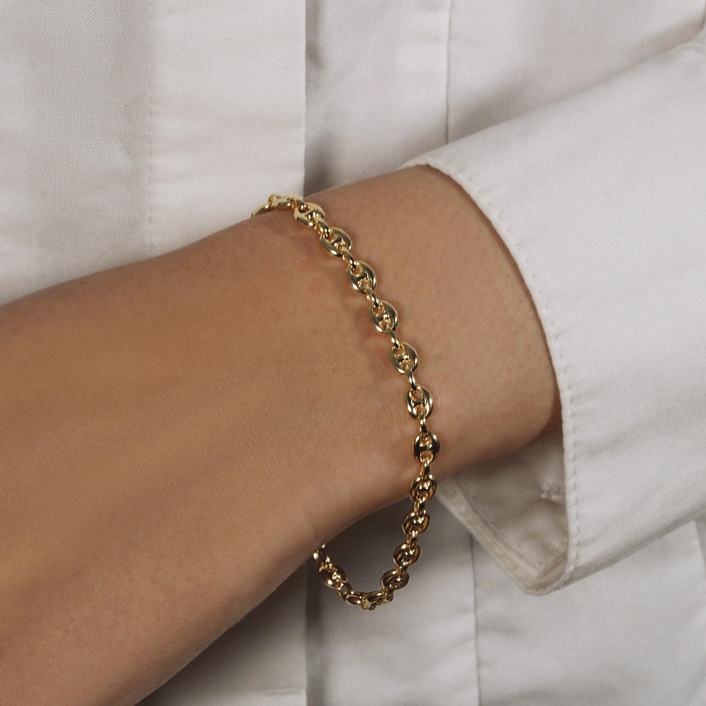 14k Yellow Gold Puffed Mariner Link Bracelet (4.70 mm) RCJ Bracelets CELESTIA LUXE JEWELLERS