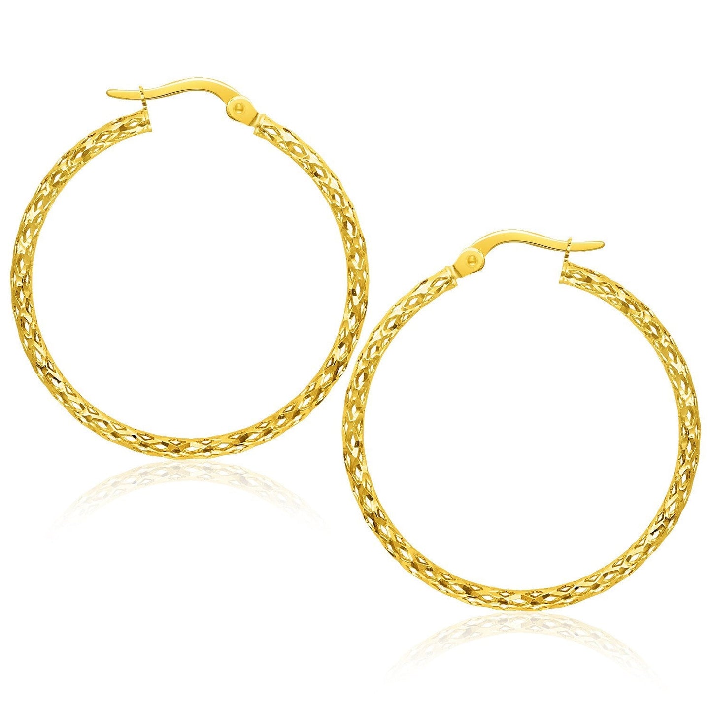 Large Textured Hoop Earrings in 10k Yellow Gold RCJ Earrings CELESTIA LUXE JEWELLERS