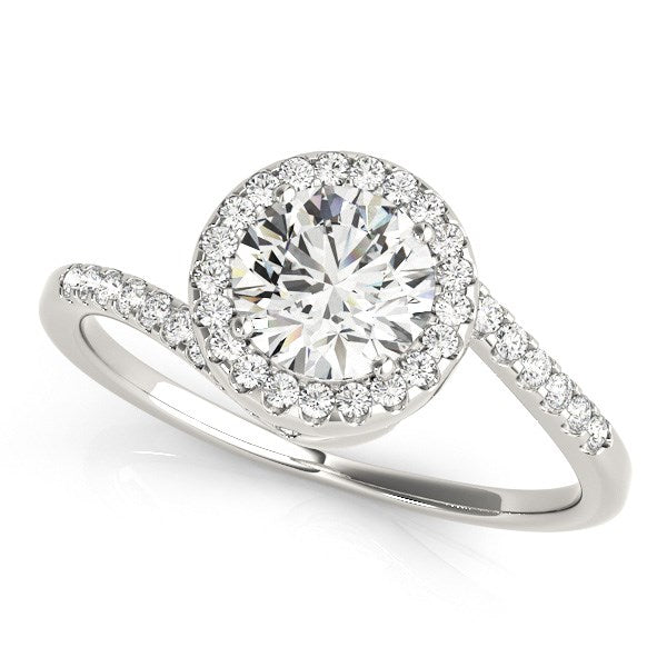 14k White Gold Halo Design Bypass Round Diamond Engagement Ring (5/8 cttw) RCJ Rings CELESTIA LUXE JEWELLERS