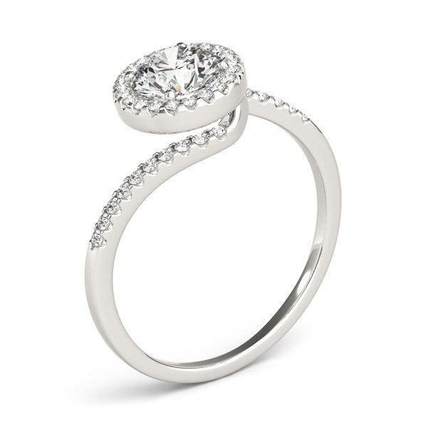 14k White Gold Halo Design Bypass Round Diamond Engagement Ring (5/8 cttw) RCJ Rings CELESTIA LUXE JEWELLERS