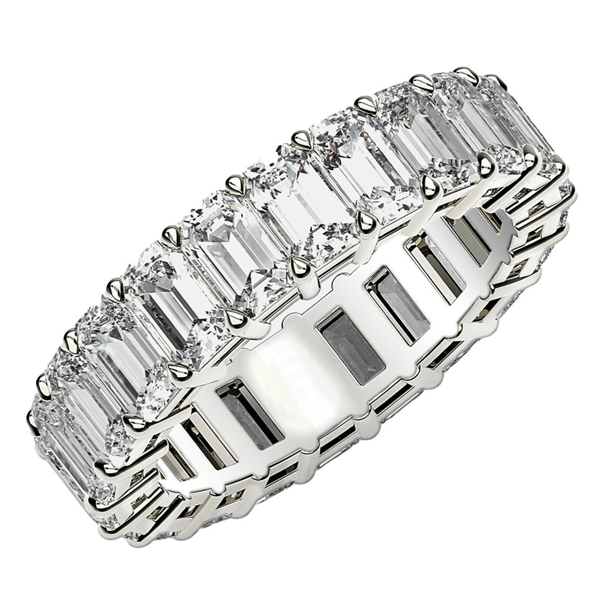 Emerald Cut Lab Grown Diamond Eternity Ring in 14k White Gold (5 cttw FG/VS2) RCJ Rings CELESTIA LUXE JEWELLERS