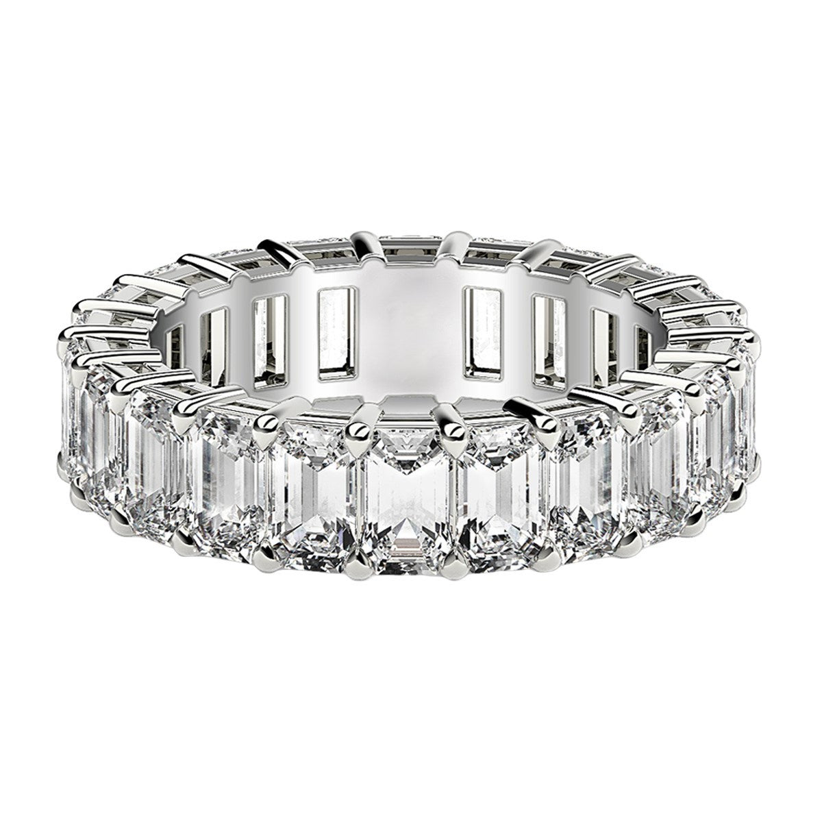 Emerald Cut Lab Grown Diamond Eternity Ring in 14k White Gold (5 cttw FG/VS2) RCJ Rings CELESTIA LUXE JEWELLERS