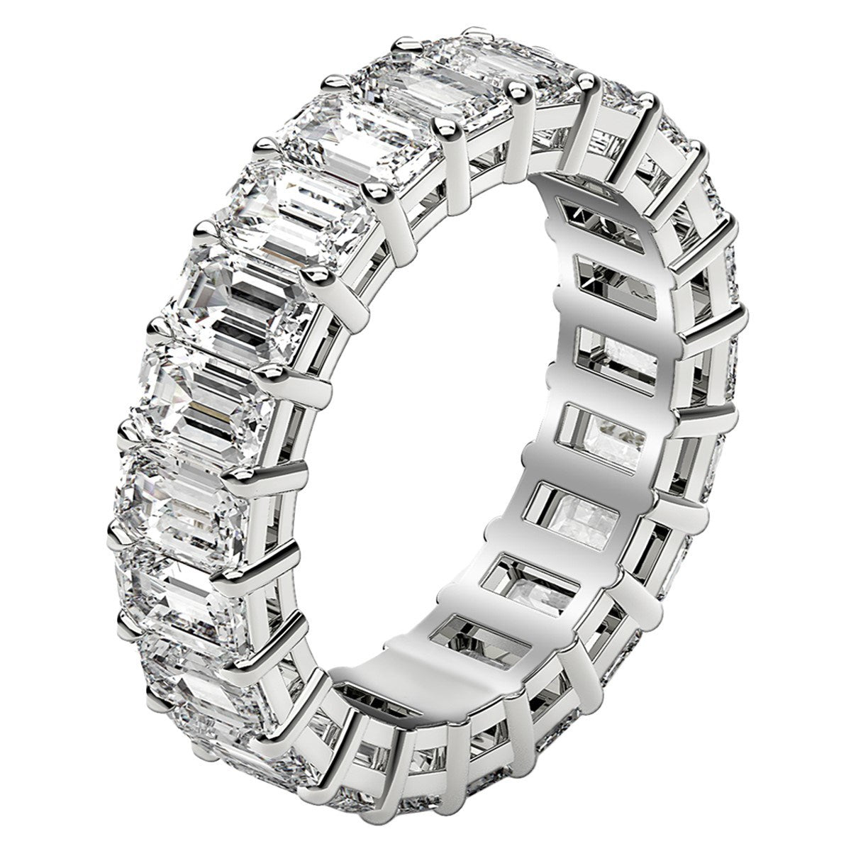 Emerald Cut Lab Grown Diamond Eternity Ring in 14k White Gold (5 cttw FG/VS2) RCJ Rings CELESTIA LUXE JEWELLERS