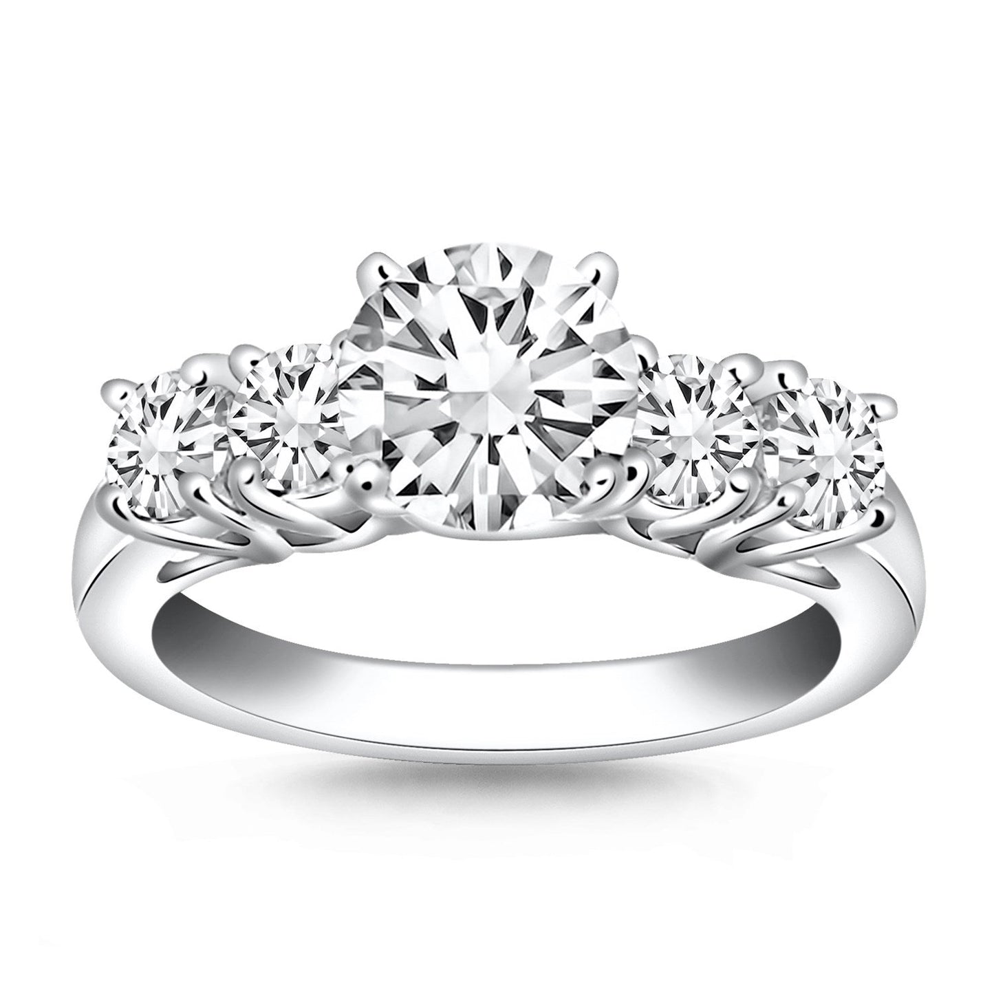 14k White Gold Five Stone Diamond Trellis Engagement Ring RCJ Rings CELESTIA LUXE JEWELLERS