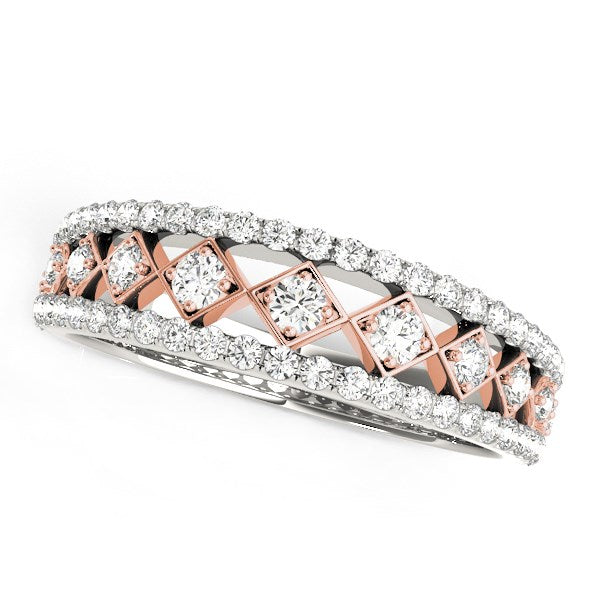 14k White And Rose Gold Diamond Band (3/8 cttw) RCJ Rings CELESTIA LUXE JEWELLERS