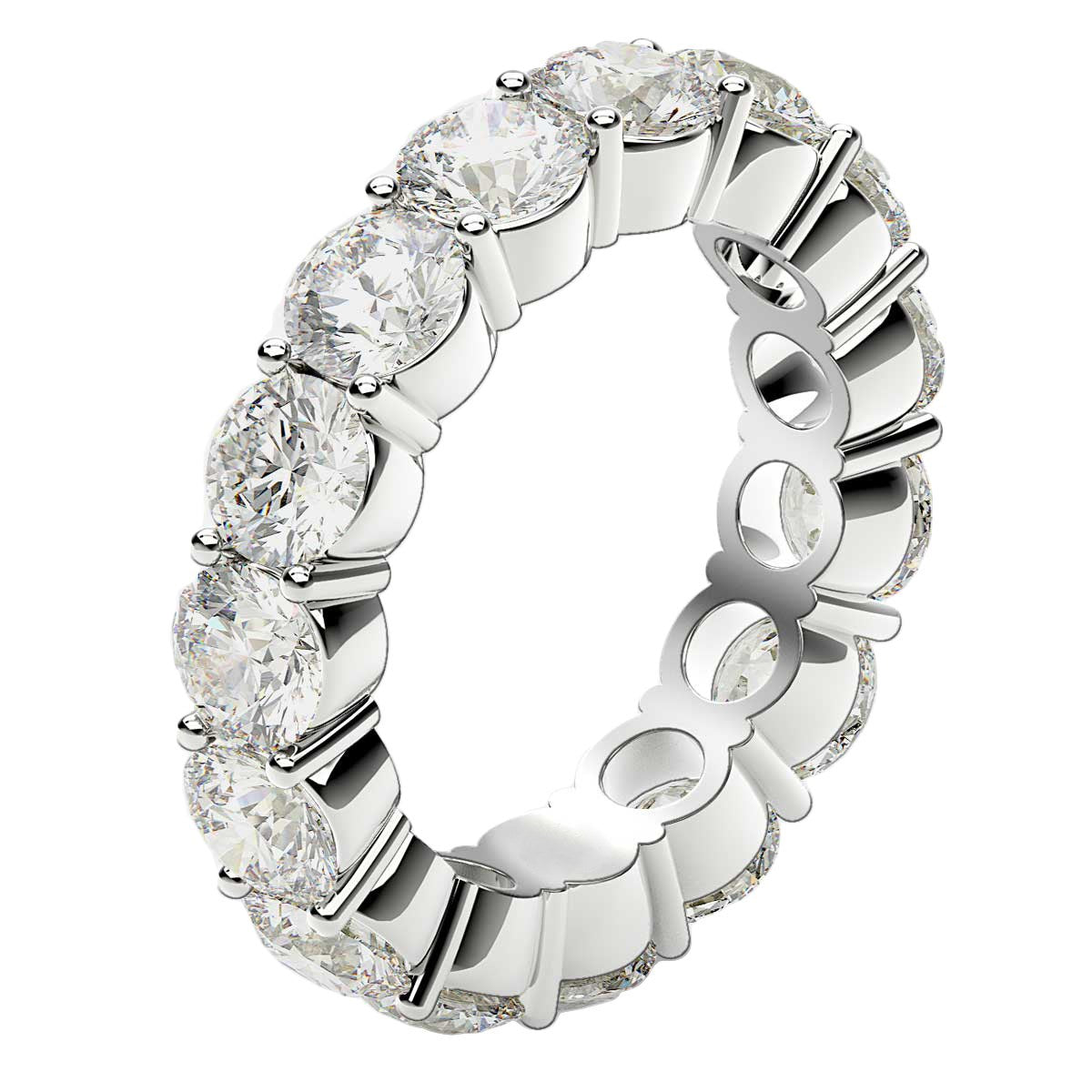 Round Cut Lab Grown Diamond Eternity Ring in 14k White Gold (5 cttw FG/VS2) RCJ Rings CELESTIA LUXE JEWELLERS