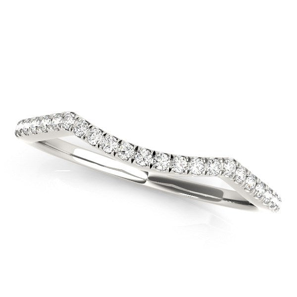 14k White Gold Diamond Pave Set Curved Wedding Band (1/8 cttw) RCJ Rings CELESTIA LUXE JEWELLERS
