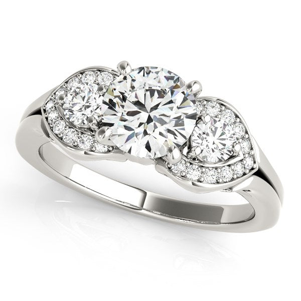14k White Gold 3 Stone Diamond Engagement Antique Style Ring (1 3/8 cttw) RCJ Rings CELESTIA LUXE JEWELLERS