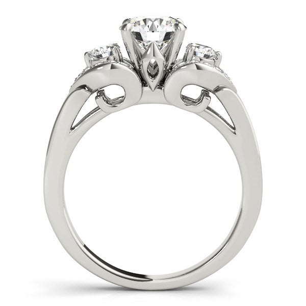 14k White Gold 3 Stone Diamond Engagement Antique Style Ring (1 3/8 cttw) RCJ Rings CELESTIA LUXE JEWELLERS