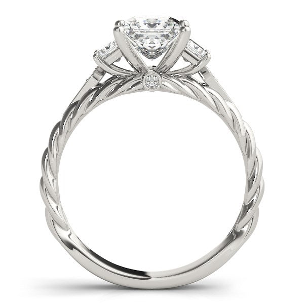 14k White Gold Princess Cut 3 Stone Antique Style Diamond Ring (1 1/8 cttw) RCJ Rings CELESTIA LUXE JEWELLERS