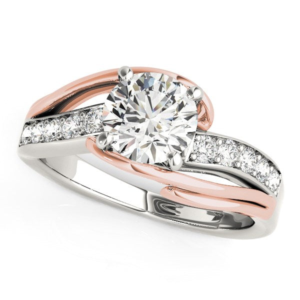 14k White And Rose Gold Bypass Shank Diamond Engagement Ring (1 1/8 cttw) RCJ Rings CELESTIA LUXE JEWELLERS